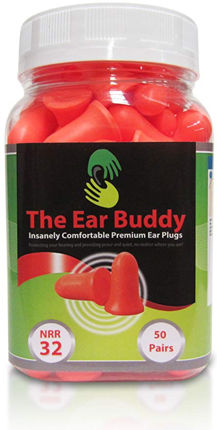 Ear Buddy Premium Soft Foam Ear Plugs, NRR 32dB