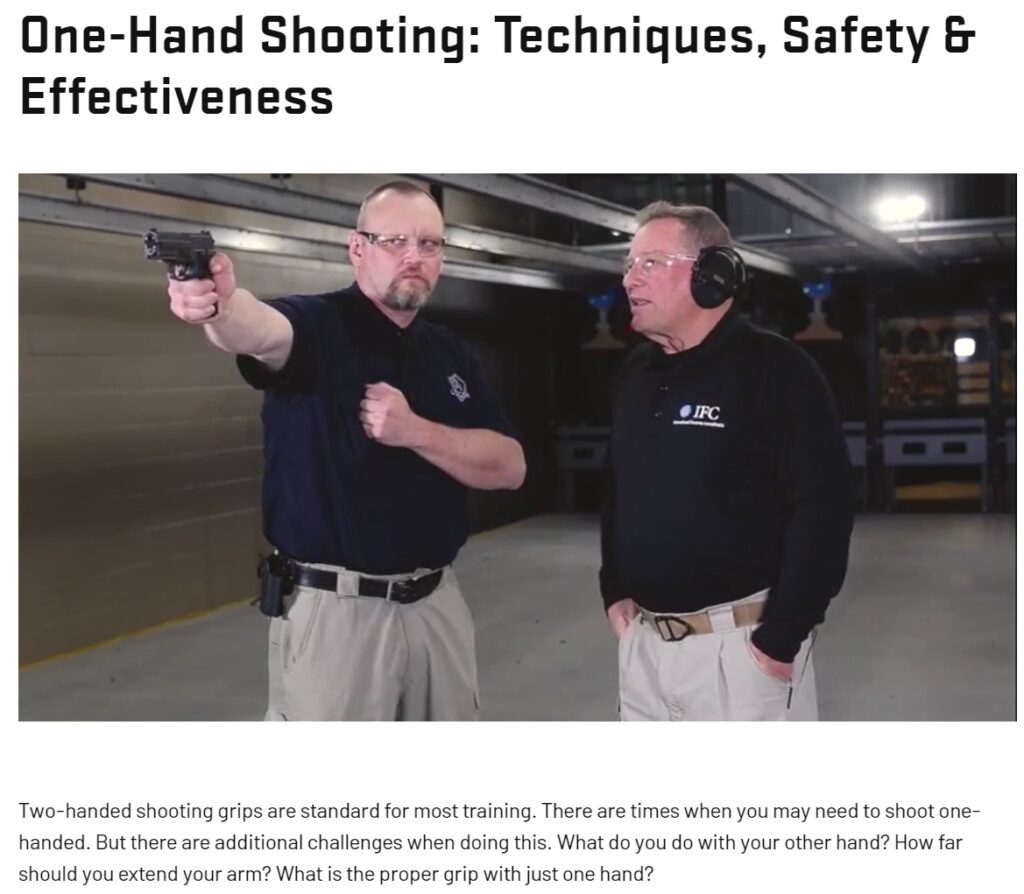 Practicing the art of one-handed shooting.; source: usconcealedcarry.com